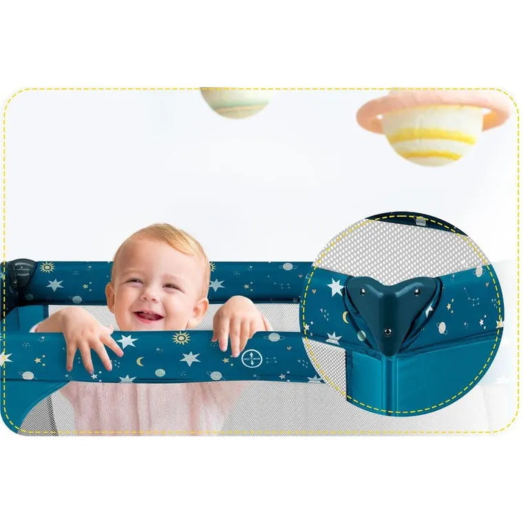 Ricokids, RK-240, łóżeczko turystyczne, z materacem i torbą, granatowe, 125x65x78 cm