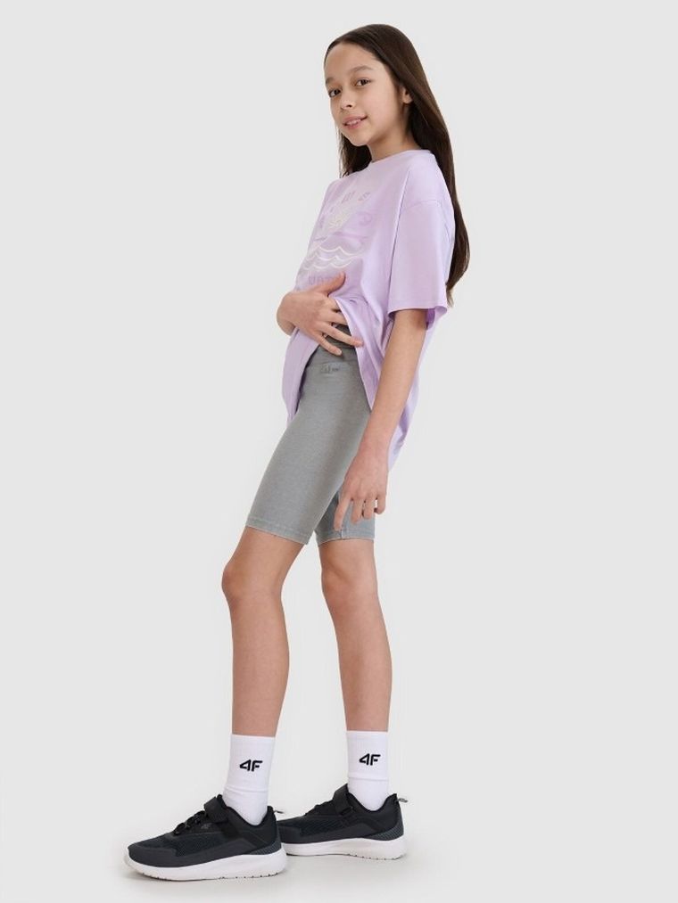 Legginsy dziewczęce, kolarki, szare, 4F