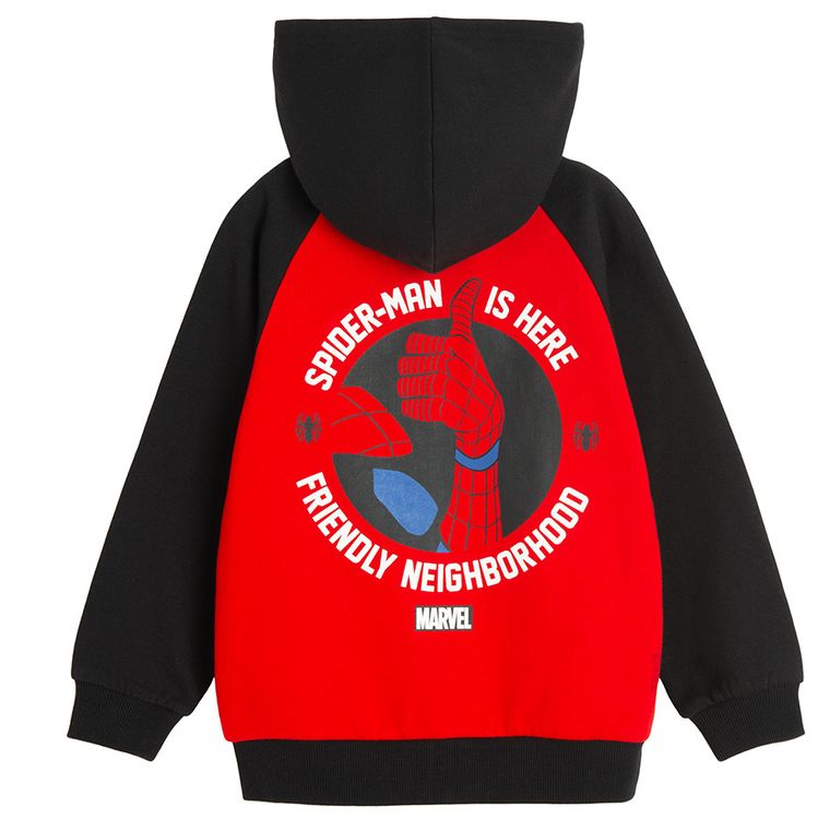 Cool Club, Bluza chłopięca z kapturem, rozpinana, czarno-czerwona, Spider-Man