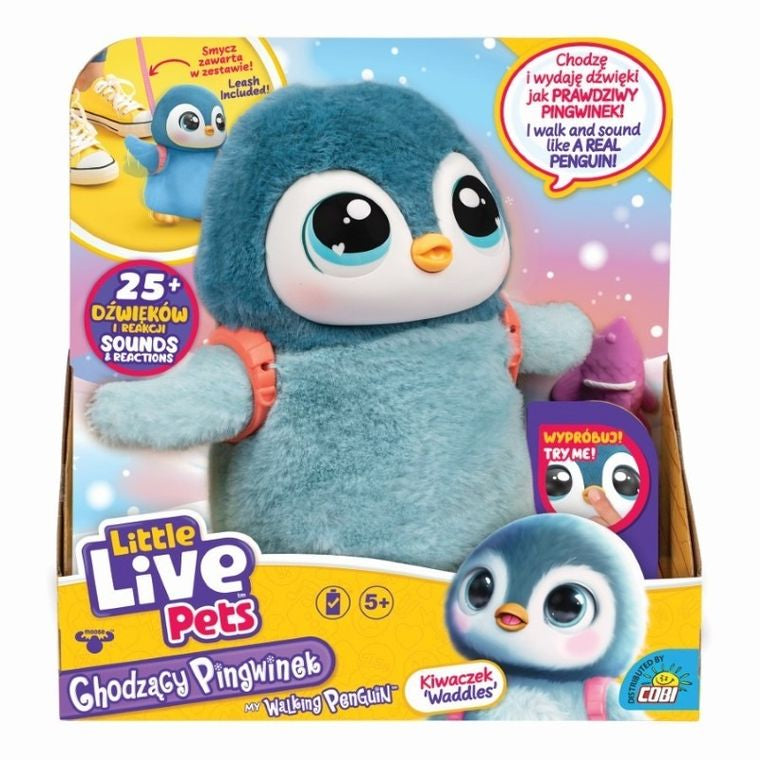Little Live Pets, Chodzący Pingwinek Kiwaczek, maskotka interaktywna ze smyczą