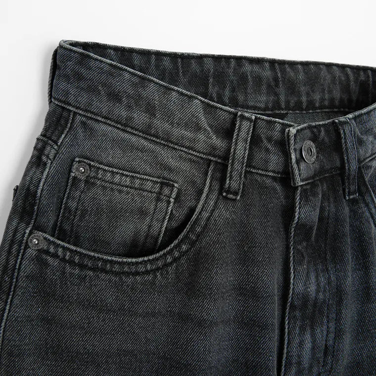 Regulowane grafitowe jeansy o kroju super baggy NOWEAR