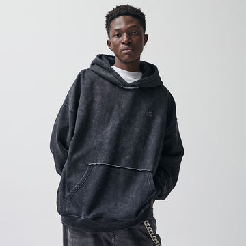 Grafitowa bluza z kapturem o kroju oversize NOWEAR