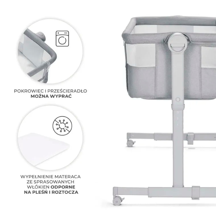 Kinderkraft, Nestee Up 2, łóżeczko dostawne, light grey