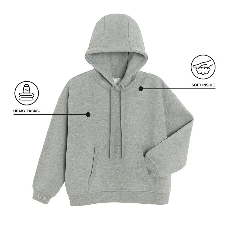 Szara bluza z kapturem o kroju oversize NOWEAR
