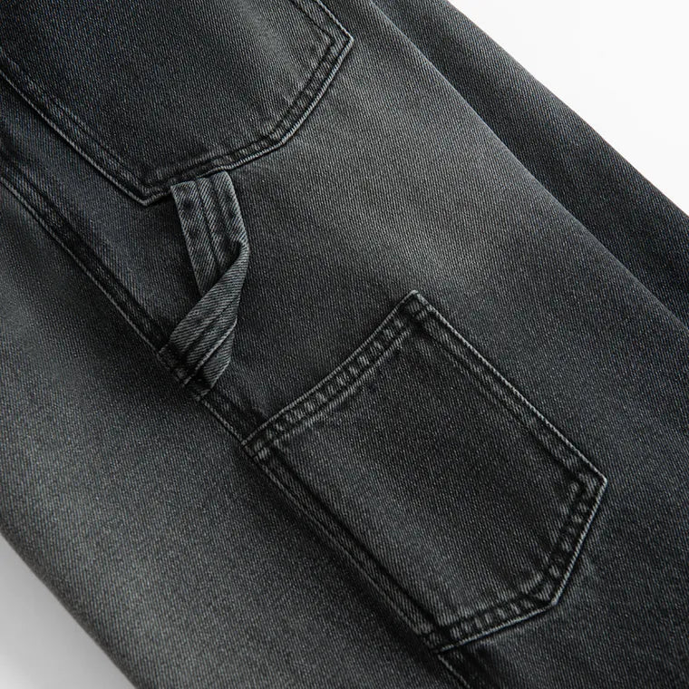 Regulowane grafitowe jeansy o kroju super baggy NOWEAR