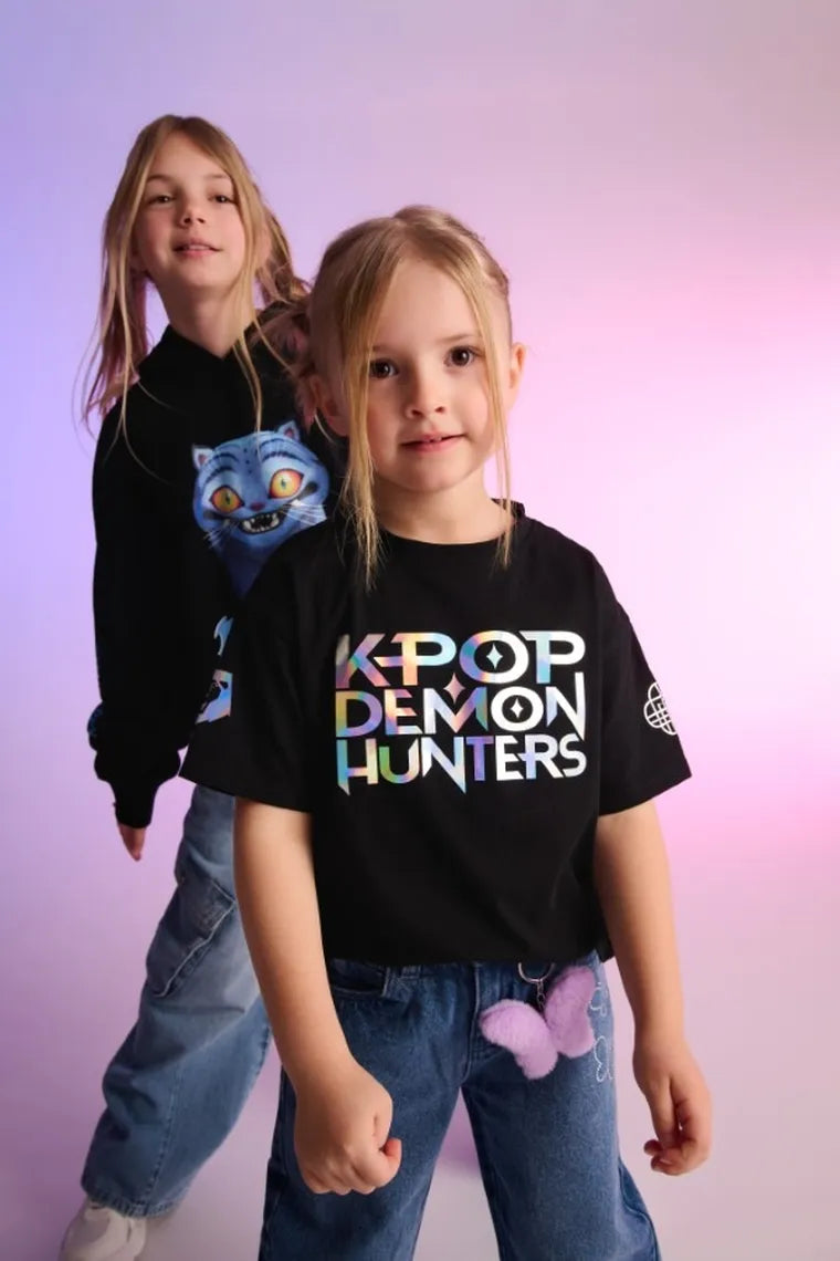 Cool Club, T-shirt dziewczęcy, czarny, K-Pop Demon Hunters