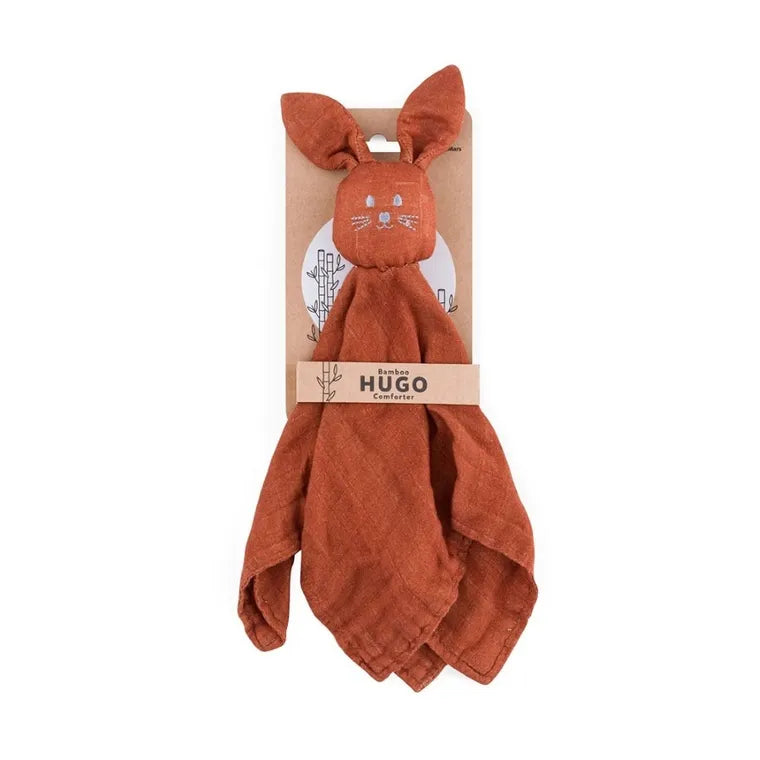 Petite&Mars, Hugo, kocyk z muślinu bambusowego z grzechotką, Dusty Rose, 0m+
