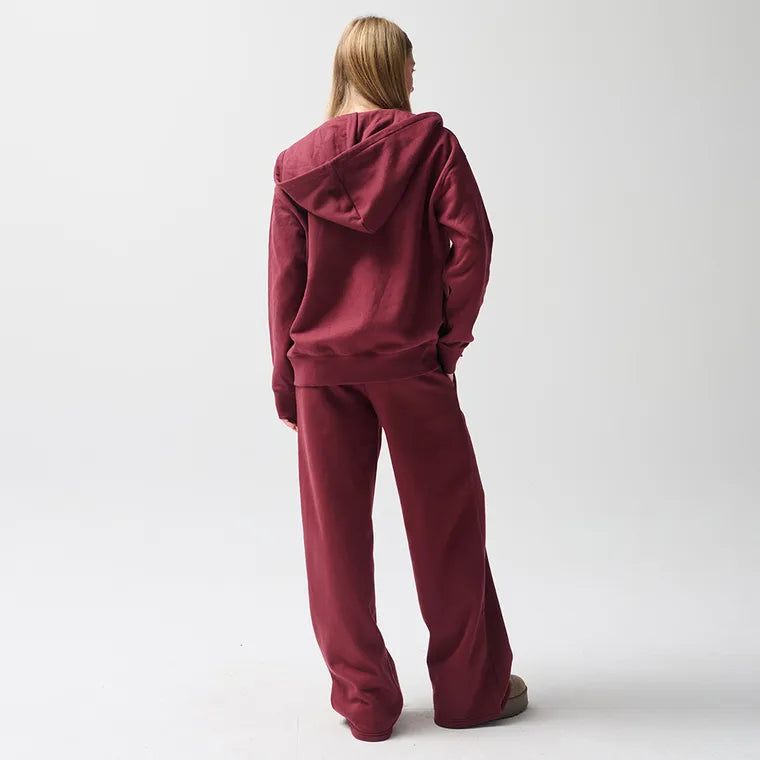 Rozpinana bordowa bluza oversize z kapturem NOWEAR
