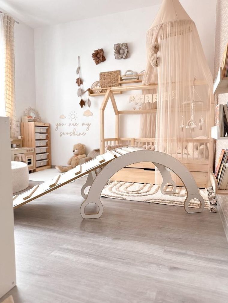 tupti.wood, 2w1:  duży bujak montessori + duża zjeżdżalnia, drabinka
