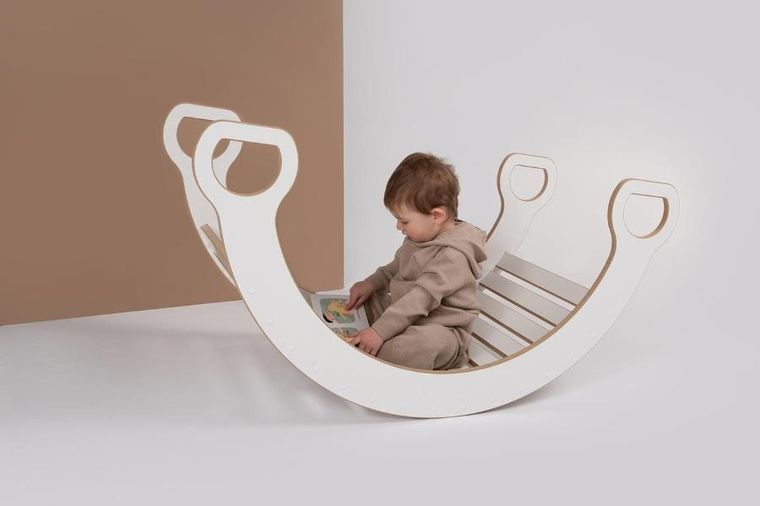 tupti.wood, 2w1:  duży bujak montessori + duża zjeżdżalnia, drabinka