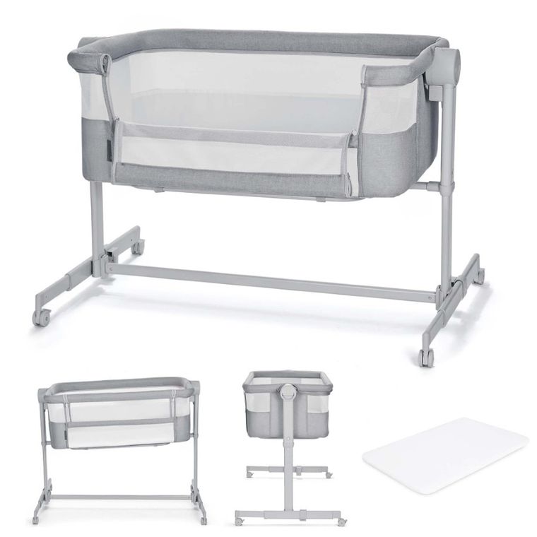 Kinderkraft, Nestee Up 2, łóżeczko dostawne, light grey