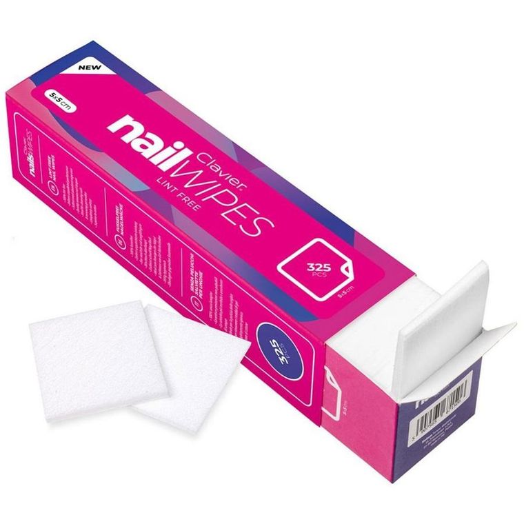 Clavier, Nail Wipes, waciki do paznokci bezpyłowe, 325 szt.