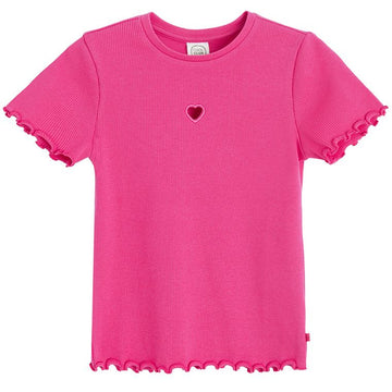 Cool Club, T-shirt dziewczęcy, prążkowany, różowy