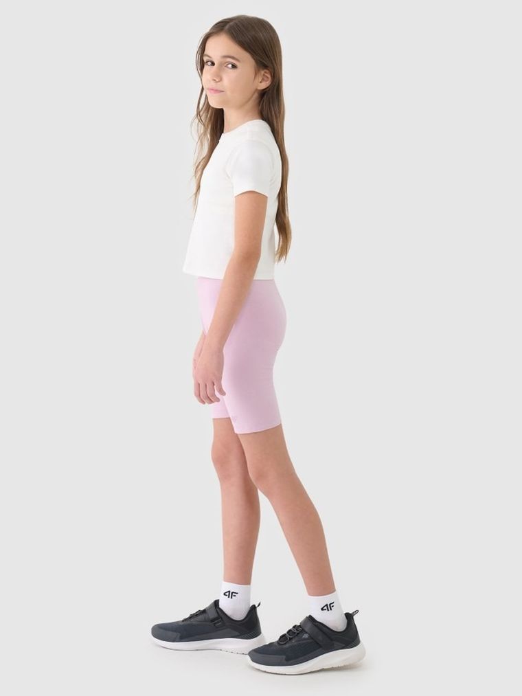 Legginsy dziewczęce, kolarki, różowe, 4F