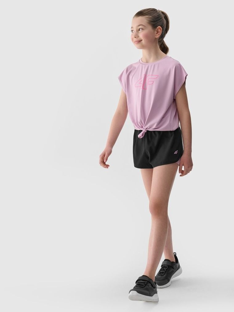 T-shirt dziewczęcy, czarny, 4F
