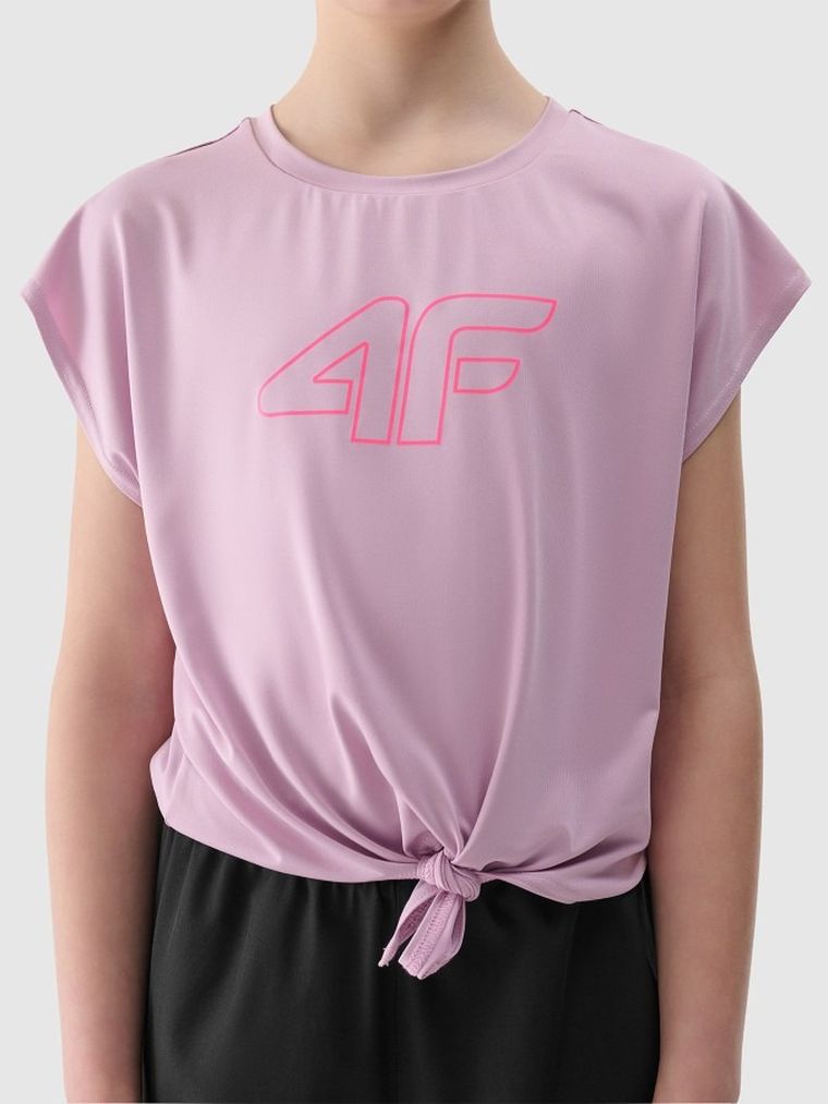 T-shirt dziewczęcy, czarny, 4F