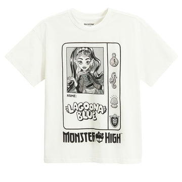 Cool Club, T-shirt dziewczęcy, biały, Monster High