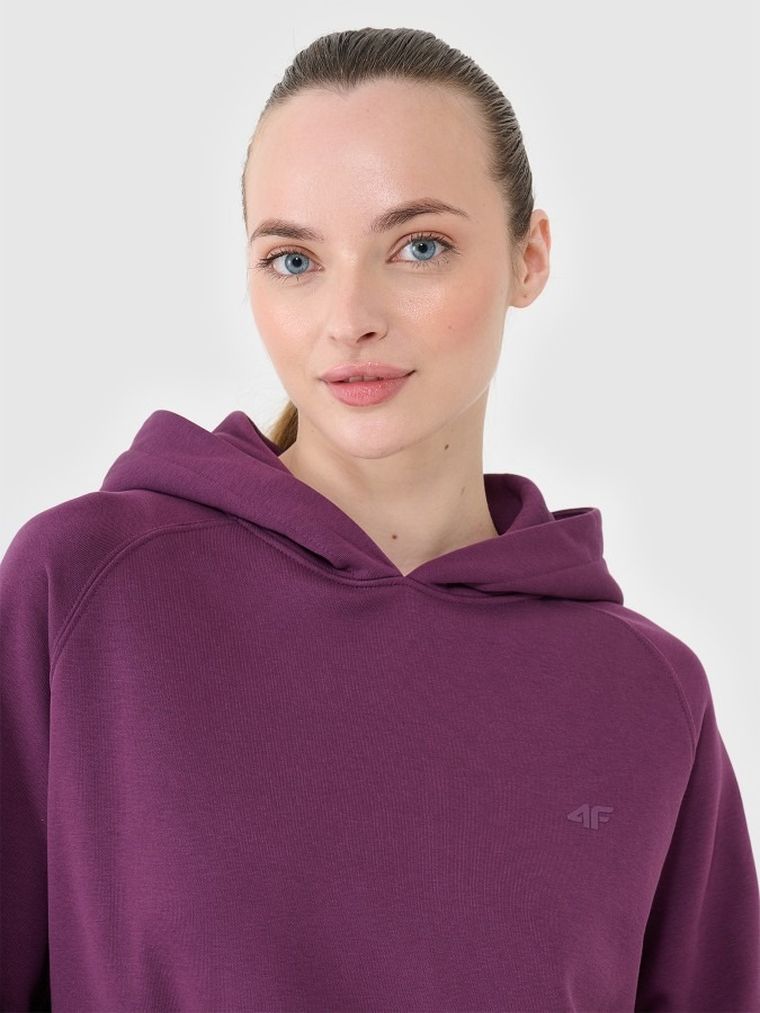 Bluza damska z kapturem, fioletowa, 4F