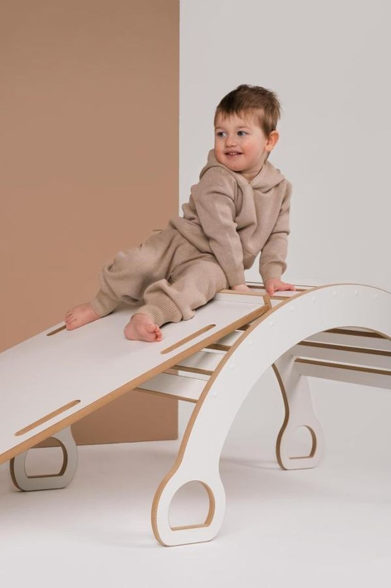 tupti.wood, 2w1:  duży bujak montessori + duża zjeżdżalnia, drabinka