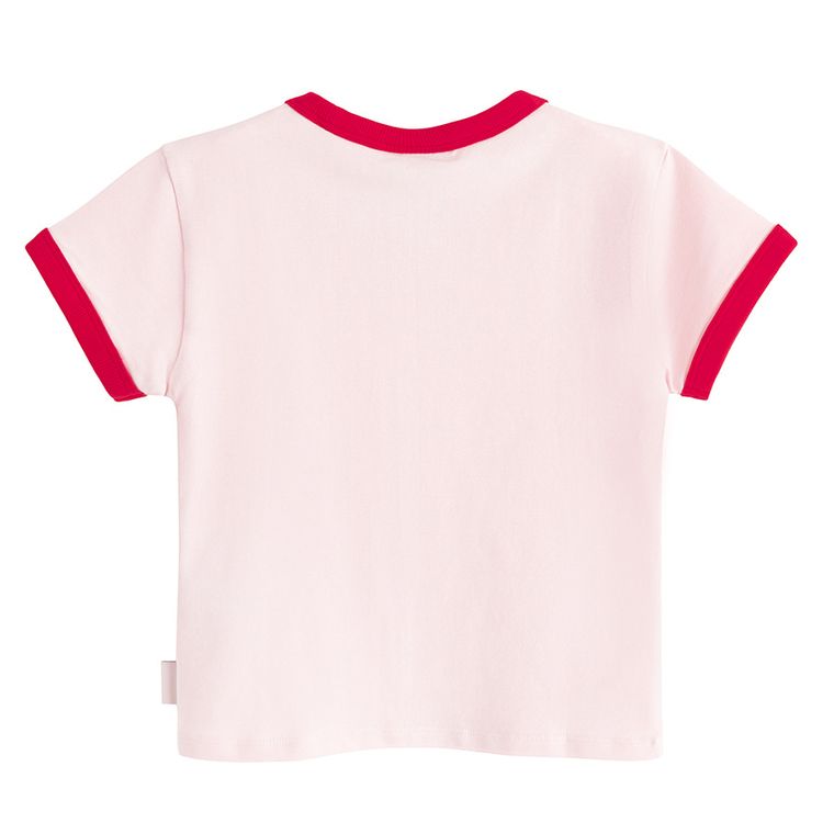 Różowy t-shirt slim z bawełny czesanej NOWEAR