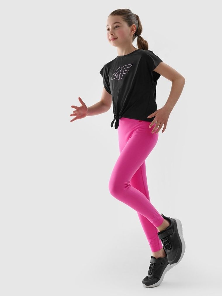 T-shirt dziewczęcy, czarny, 4F