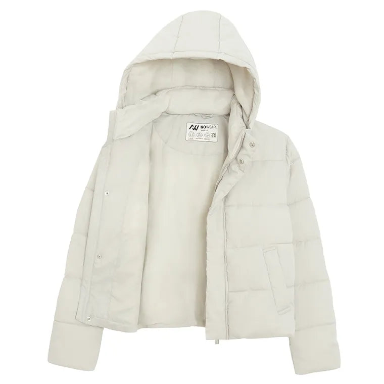 Szara ocieplana kurtka z kapturem cropped NOWEAR
