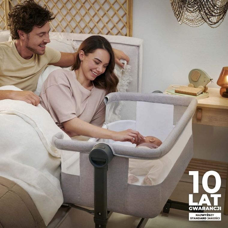 Kinderkraft, Nestee Up 2, łóżeczko dostawne, light grey