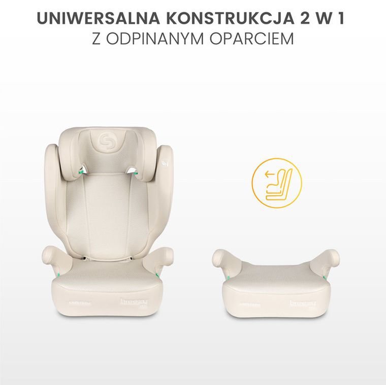 Caretero, Breezy, fotelik samochodowy 2w1, podstawka, black, 100-150 cm