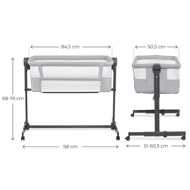 Kinderkraft, Nestee Up 2, łóżeczko dostawne, light grey