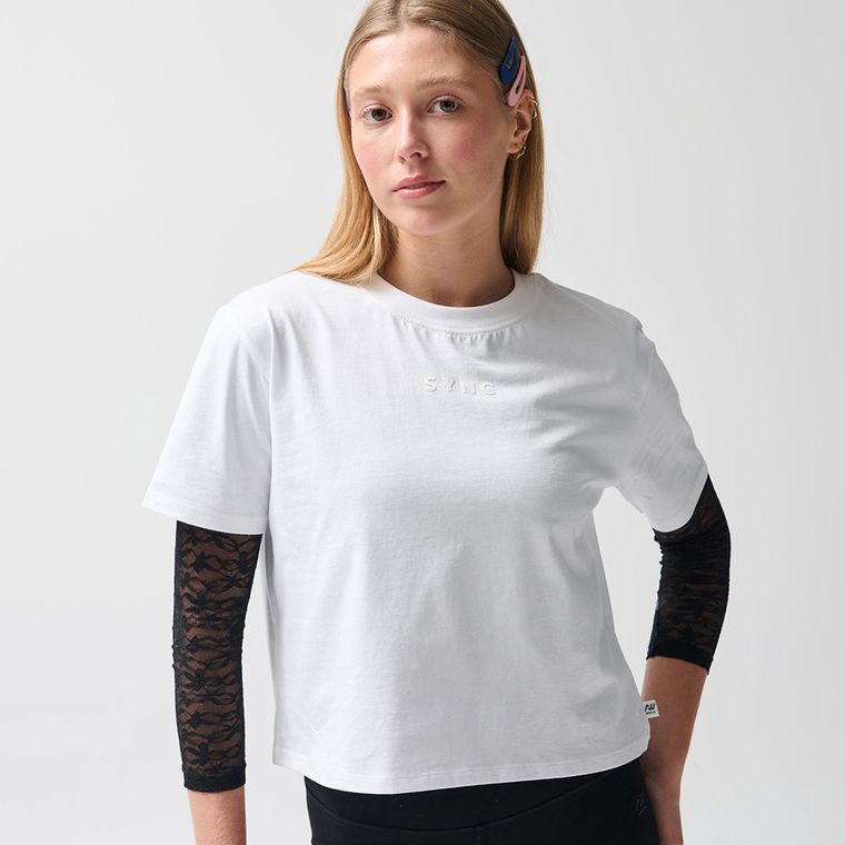 Biały t-shirt cropp z bawełny czesanej NOWEAR