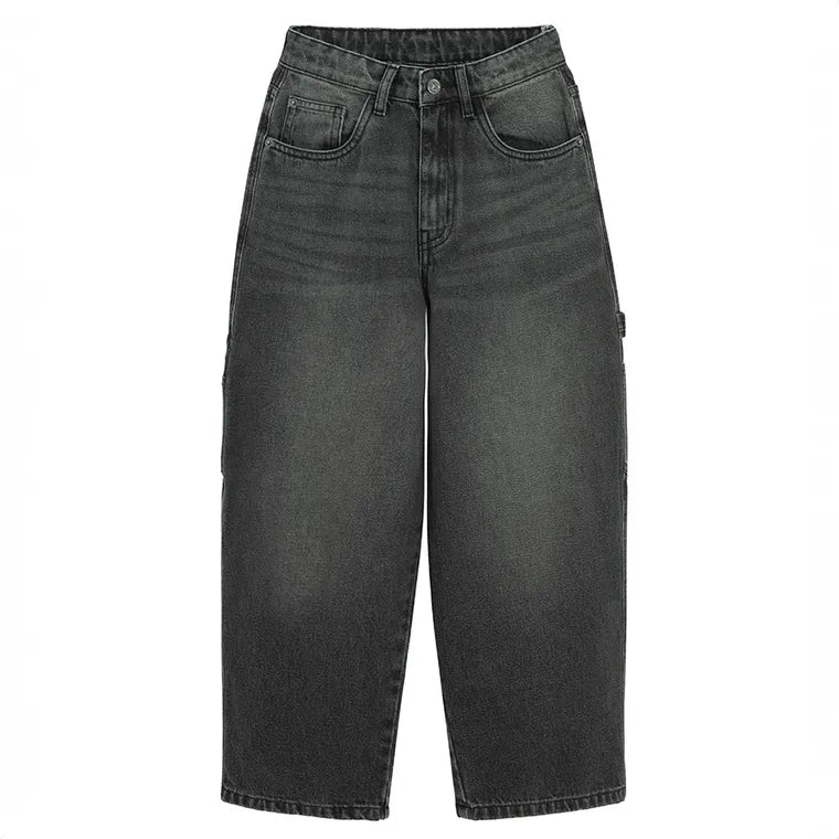 Regulowane grafitowe jeansy o kroju super baggy NOWEAR