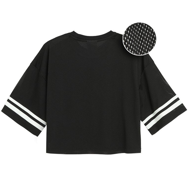 Cool Club, T-shirt dziewczęcy, crop top, czarny