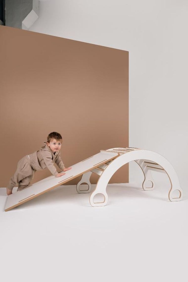 tupti.wood, 2w1:  duży bujak montessori + duża zjeżdżalnia, drabinka