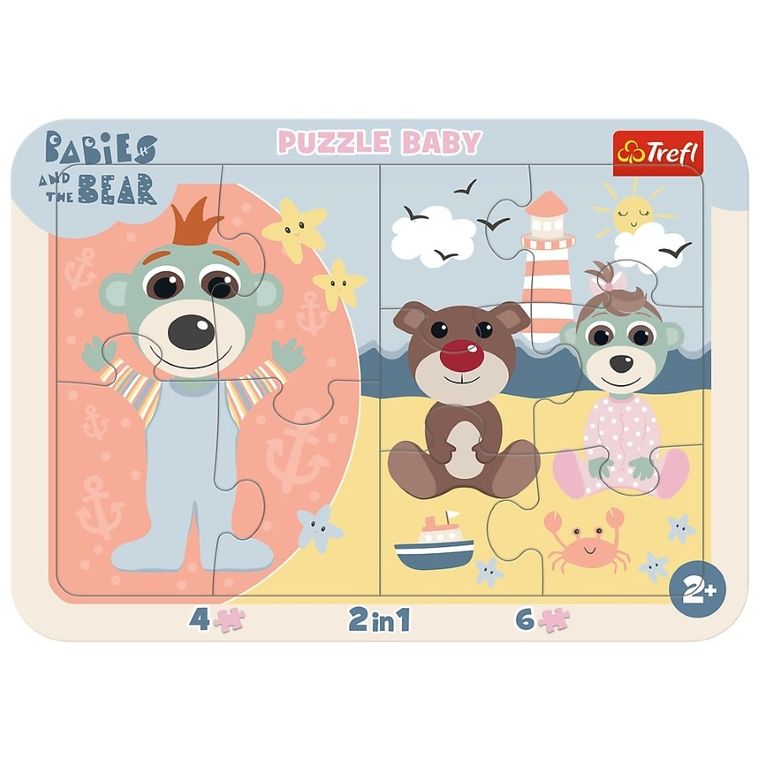 Trefl, Słodkie Bobaski, puzzle ramkowe 2w1