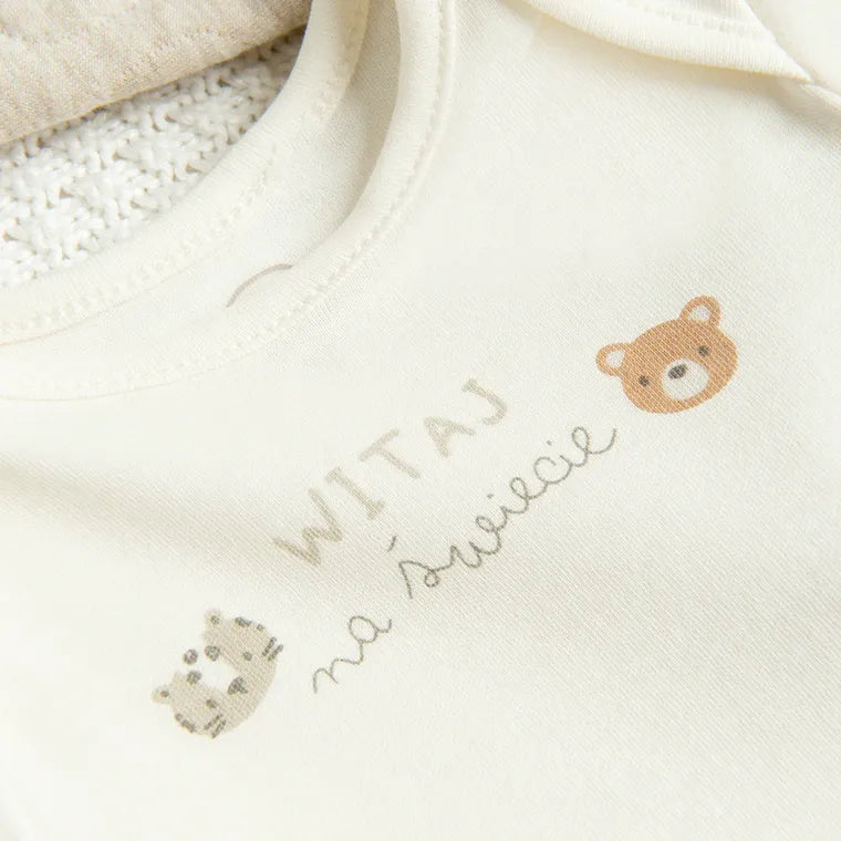 Cool Club, Komplet niemowlęcy, Body z długim rękawem, Bluza rozpinana, Półśpiochy, Pielucha muślinowa, mix