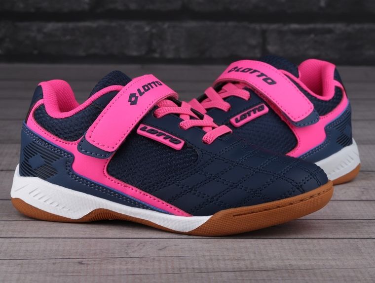 Buty piłkarskie dziecięce, halowe, granatowe, Lotto Flitter K