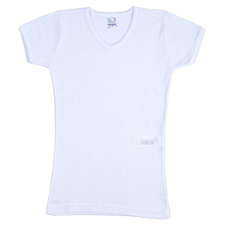 T-shirt dziewczęcy, biały, Olimpias