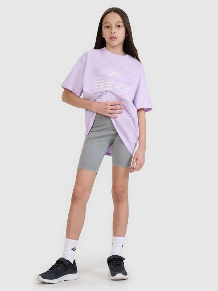 Legginsy dziewczęce, kolarki, szare, 4F
