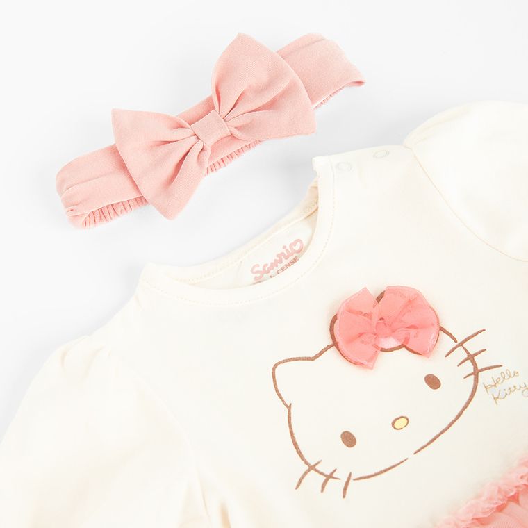 Cool Club, Komplet dziewczęcy, Body sukienka z krótkim rękawem, Opaska, mix, Hello Kitty