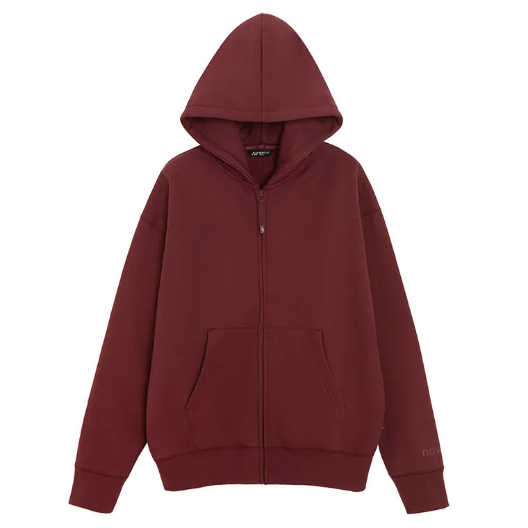 Rozpinana bordowa bluza oversize z kapturem NOWEAR