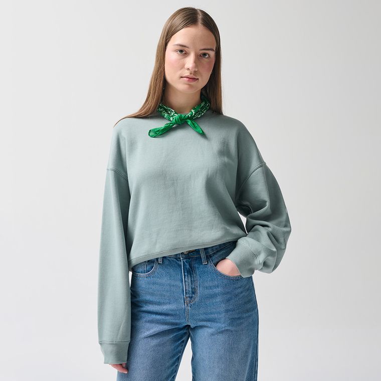 Miętowa bluza o kroju cropp NOWEAR