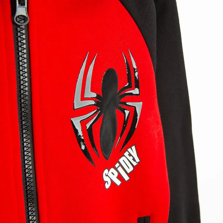 Cool Club, Bluza chłopięca z kapturem, rozpinana, czarno-czerwona, Spider-Man