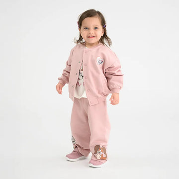 Cool Club, Bluza bejsbolówka dziewczęca, rozpinana, różowa, Myszka Minnie