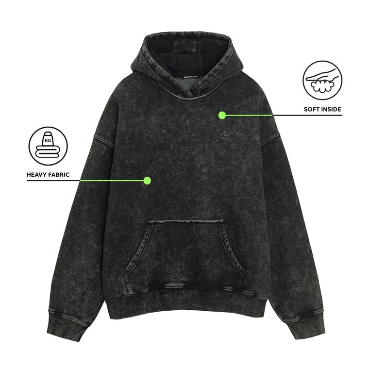 Grafitowa bluza z kapturem o kroju oversize NOWEAR