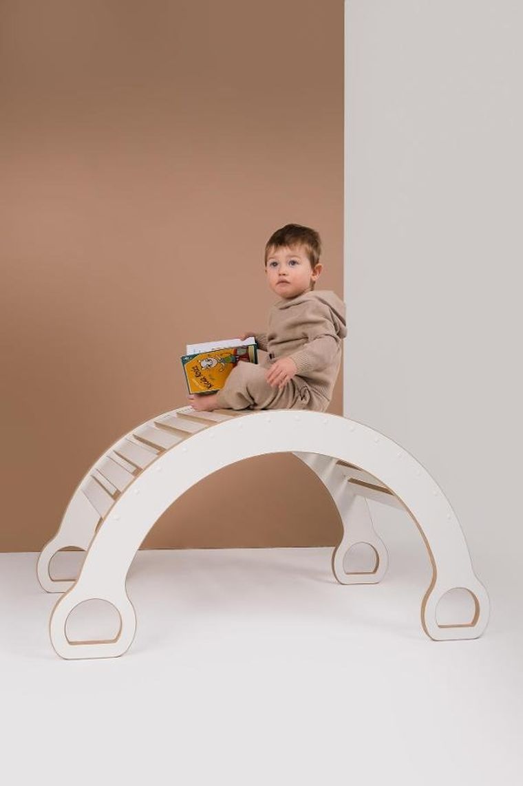 tupti.wood, 2w1:  duży bujak montessori + duża zjeżdżalnia, drabinka