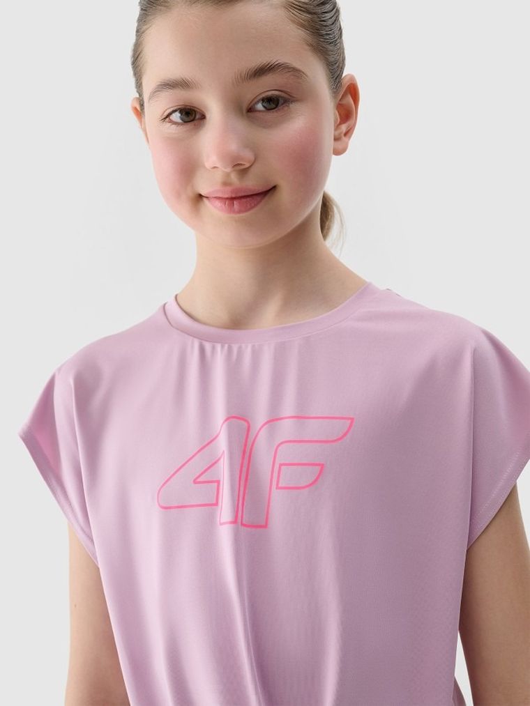 T-shirt dziewczęcy, czarny, 4F