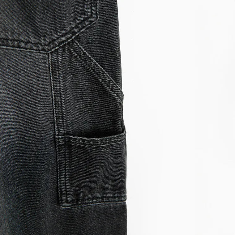 Regulowane grafitowe jeansy o kroju super baggy NOWEAR