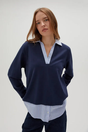 Bluza damska, granatowa, Moodo