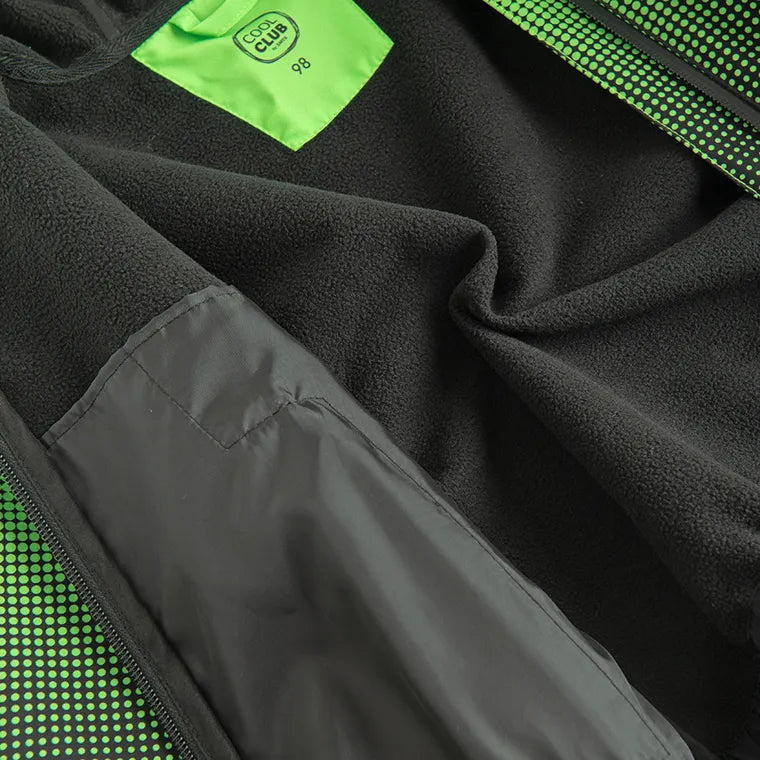 Cool Club, Kurtka softshell chłopięca z kapturem, zielono-czarna
