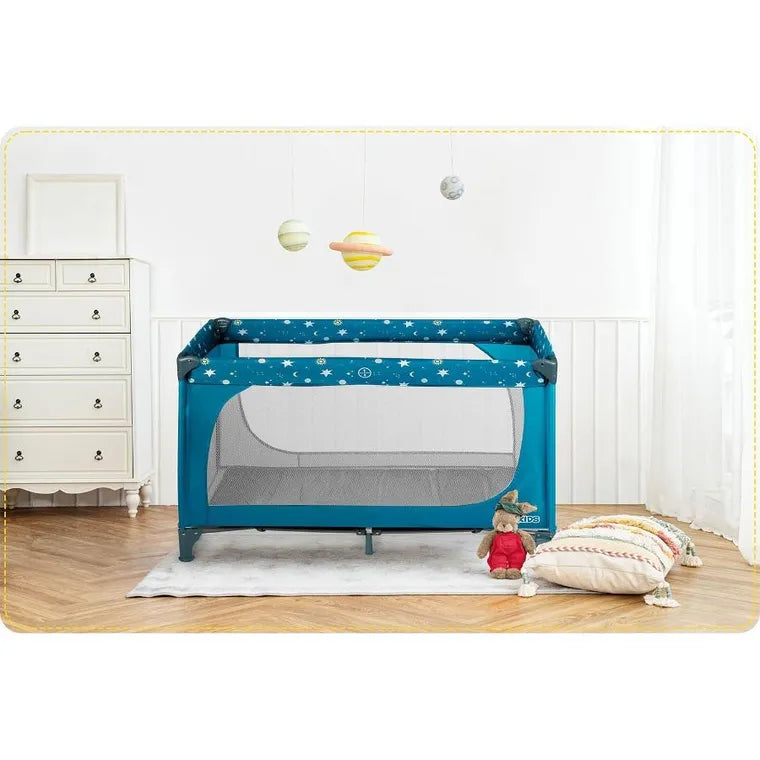 Ricokids, RK-240, łóżeczko turystyczne, z materacem i torbą, granatowe, 125x65x78 cm
